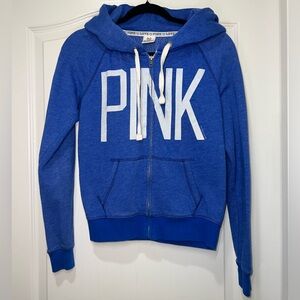 Victoria's Secret PINK Full Zip Hoodie Heather Blue Women’s Size XS